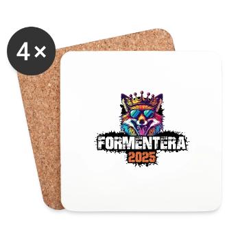Formentera 2025 Urlaub Fuchs - Untersetzer (4er-Set) - Weiß - Vorne
