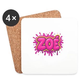 Graffiti  Zoé Prénom cadeau idéal imprimable - Dessous de verre (lot de 4) - blanc - Devant