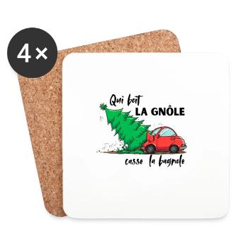 QUI_BOIT_LA_GNOLE_CASSE DAS AUTO - Untersetzer (4er-Set) - Weiß - Vorne