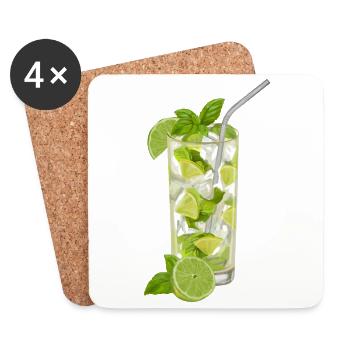 Verre à Mojito - Dessous de verre (lot de 4) - blanc - Devant