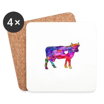 Cow with heart - Coasters (set of 4) - white - Front
