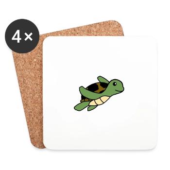 tortue animale 1 - Dessous de verre (lot de 4) - blanc - Devant
