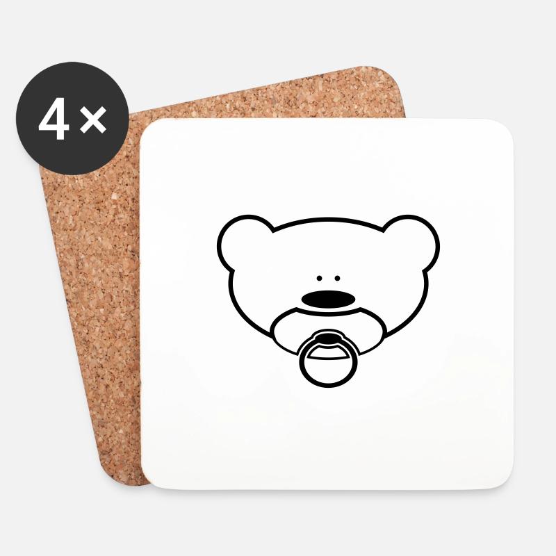 Lustiger Teddybär mit Schnuller - Untersetzer (4er-Set) - Weiß