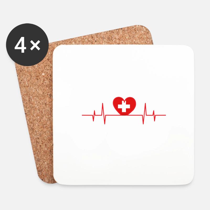 Heartbeat Schweiz - Untersetzer (4er-Set) - Weiß