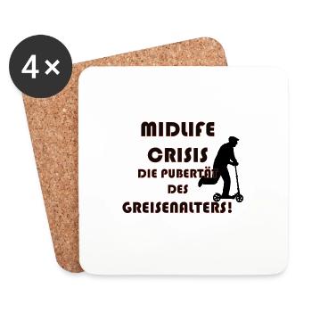 MIDLIFE CRISIS DIE PUBERTÄT DES GREISENALTERS - Untersetzer (4er-Set) - Weiß - Vorne