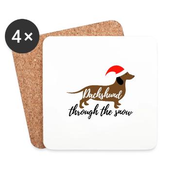 Dachshund through the snow - Coasters (set of 4) - white - Front