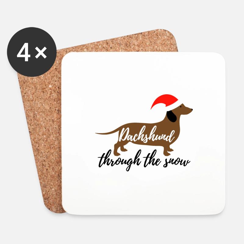 Dachshund through the snow - Untersetzer (4er-Set) - Weiß