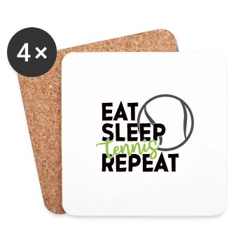 EAT SLEEP TENNIS REPEAT GESCHENK TENNISPLATZ BALL - Untersetzer (4er-Set) - Weiß - Vorne