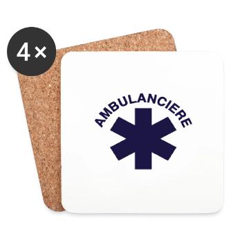 Ambulancier Hôpital - Dessous de verre (lot de 4) - blanc - Devant