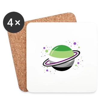 Planète spatiale asexuée aromatique - Dessous de verre (lot de 4) - blanc - Devant