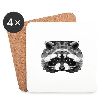 Racoon Geometric Racoon - Coasters (set of 4) - white - Front