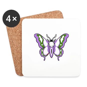 Genderqueer Pride Moth - Coasters (set of 4) - white - Front