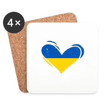 Herz Ukraine Flagge Ukrajina - Untersetzer (4er-Set) - Weiß - Vorne