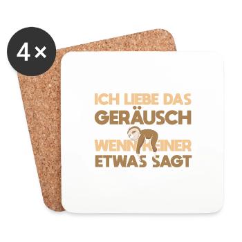 Ich liebe das Geräusch Faultier Büro - Untersetzer (4er-Set) - Weiß - Vorne
