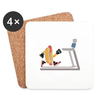 Hot Dog Cardio Bodybuilding Läufer Laufband - Untersetzer (4er-Set) - Weiß - Vorne