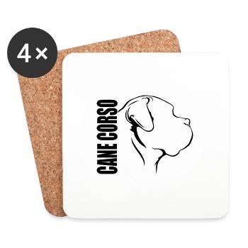 CANE CORSO Profile Dogs Dog Wilsigns - Coasters (set of 4) - white - Front