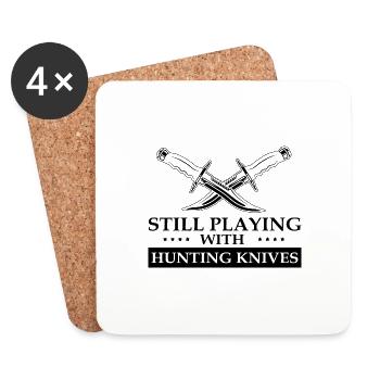 Games with Hunting Knife Knife Collector Knife Fan - Coasters (set of 4) - white - Front