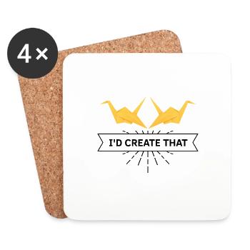 Japanese origami design and kirigami origami - Coasters (set of 4) - white - Front