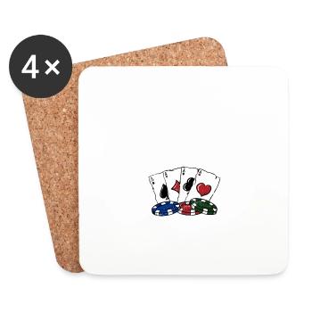 Flop and Fold Casino Poker Gambling Poker Player - Dessous de verre (lot de 4) - blanc - Devant