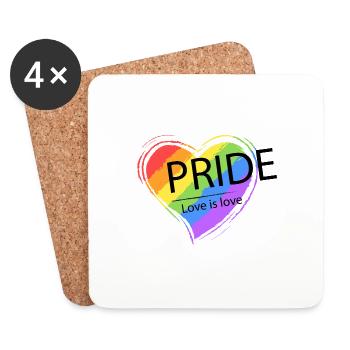 LGBT Regenbogen Gay Pride Homo Lesbisch Schwul - Untersetzer (4er-Set) - Weiß - Vorne