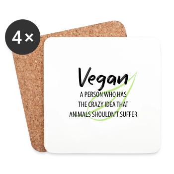 Vegan Vegan Animal Welfare Vegetarian Vegetarian - Coasters (set of 4) - white - Front