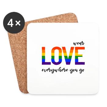 Wear love everywhere you go - LGBTQI Gay Pride - Untersetzer (4er-Set) - Weiß - Vorne