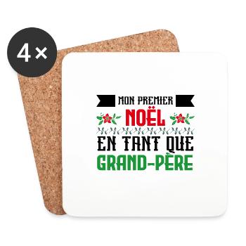 Premier noël en tant que grand-père - Dessous de verre (lot de 4) - blanc - Devant