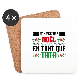 Le premier Noël en tant que tata - Dessous de verre (lot de 4) - blanc - Devant