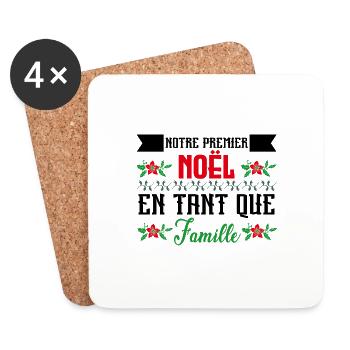 Notre premier Noël en tant que famille - Dessous de verre (lot de 4) - blanc - Devant