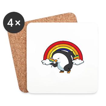Penguin Gay Pride Transgender Geschenk - Untersetzer (4er-Set) - Weiß - Vorne