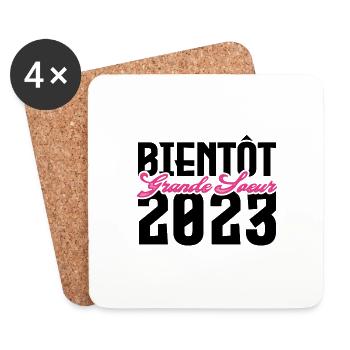 Cadeau Annonce grossesse bientôt Grande sœur 2023 - Dessous de verre (lot de 4) - blanc - Devant