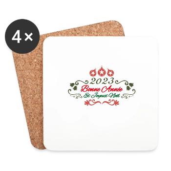 Joyeux Noel, cadeau bonne Année. 2023.Cadeau Noël. - Dessous de verre (lot de 4) - blanc - Devant