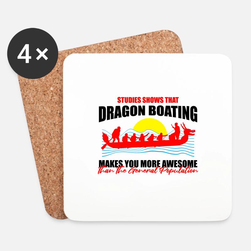 Chinesisches Bootsrennen für Drachenboot-Trainer - Untersetzer (4er-Set) - Weiß