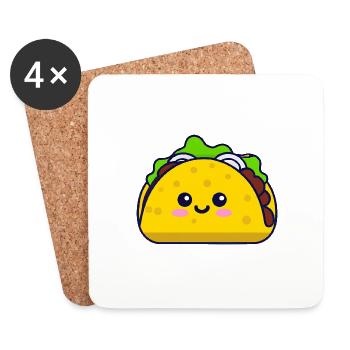 Kawaii Döner Kebap Design - Dessous de verre (lot de 4) - blanc - Devant