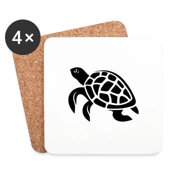 Schildkröte - Untersetzer (4er-Set) - Weiß - Vorne