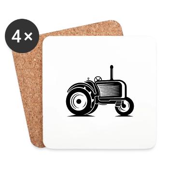 Tracteur - Dessous de verre (lot de 4) - blanc - Devant