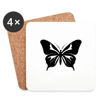 Papillon - Dessous de verre (lot de 4) - blanc - Devant