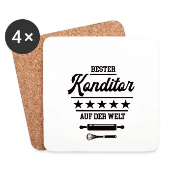 Bester Konditor Weltbester Bäcker Konditorei - Untersetzer (4er-Set) - Weiß - Vorne