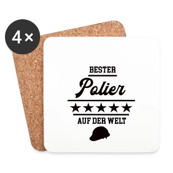 Bester Polier Weltbester Poliere Poliermeister Bau - Untersetzer (4er-Set) - Weiß - Vorne