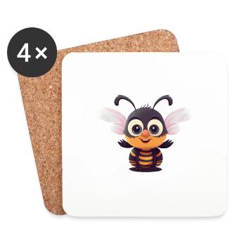 Abeille super-héroïne mignonne - Dessous de verre (lot de 4) - blanc - Devant