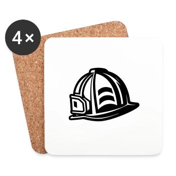 Firefighter helmet - Coasters (set of 4) - white - Front