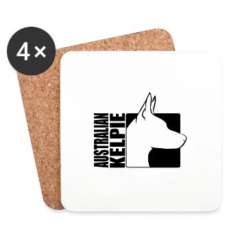 Australian Kelpie Profile Dog Dogs Wilsigns - Coasters (set of 4) - white - Front