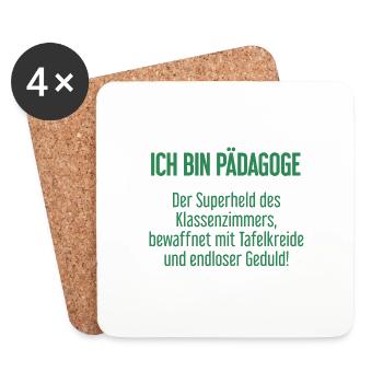 Pädagoge - Der Superheld des Klassenzimmers! - Untersetzer (4er-Set) - Weiß - Vorne