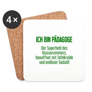 Pädagoge - Der Superheld des Klassenzimmers! - Untersetzer (4er-Set) - Weiß - Vorne