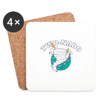 Twonado Two Nado 2 Year Old 2nd Birthday Tornado - Coasters (set of 4) - white - Front