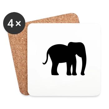 elephant - Coasters (set of 4) - white - Front