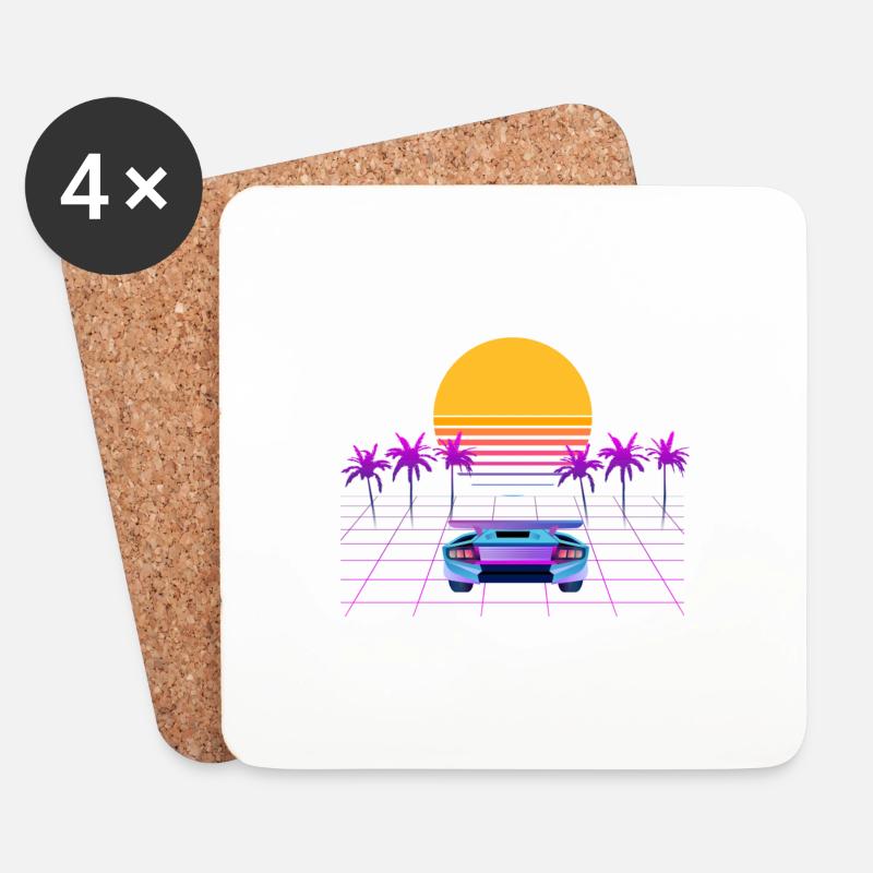 80s Design - Untersetzer (4er-Set) - Weiß