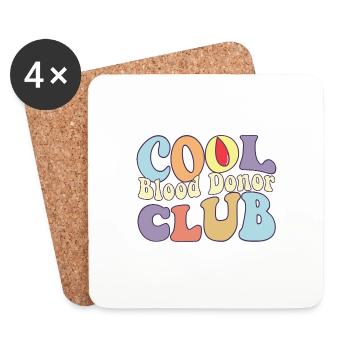 Cool Blood Donor Club Save Lives Blood Donation - Dessous de verre (lot de 4) - blanc - Devant