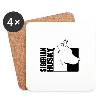 Husky Sibérien Profil Chiens Chien Wilsigns - Dessous de verre (lot de 4) - blanc - Devant