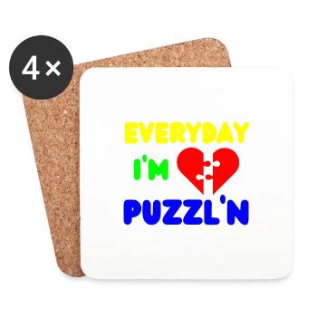 Everyday I'm Puzzl'n Funny Puzzle Solver - Coasters (set of 4) - white - Front